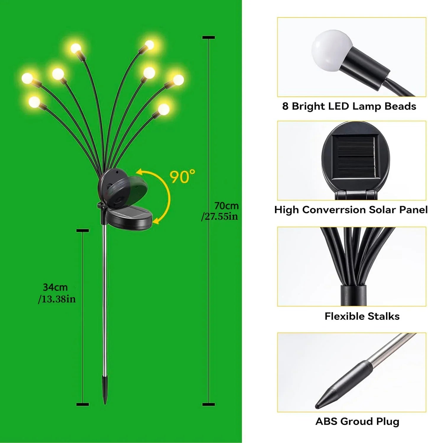 Upgrade Solar Energy Swing Firefly Lights Outdoor Waterproof Led Garden Lawn Lamp Home Courtyard New Year Christmas Decoration