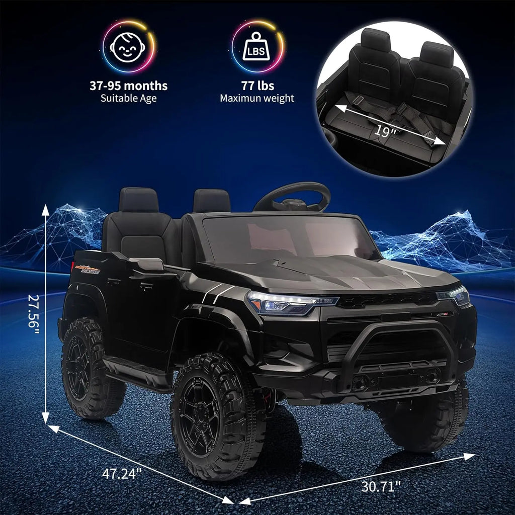 24V 2 Seater Kids Ride On Truck Electric Ride On Car Toy for Toddlers Battery Powered Vehicle with Remote Control, Trunk, Handle