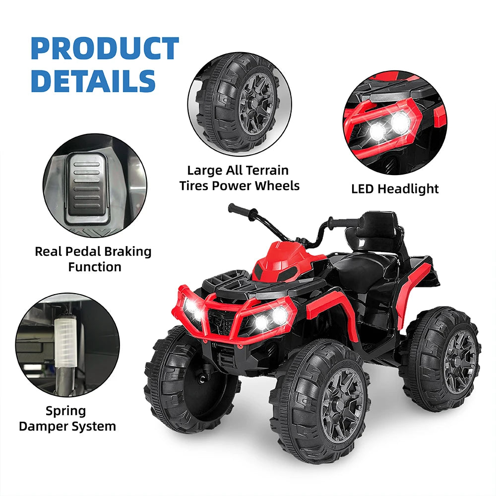 24V Kids Ride on ATV 4 Wheelers for Kids 3-5 Years Old with Music Player, All Terrain Tires, Kids Ride on Cars