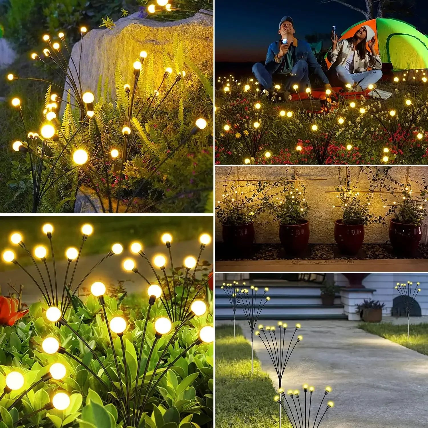 Upgrade Solar Energy Swing Firefly Lights Outdoor Waterproof Led Garden Lawn Lamp Home Courtyard New Year Christmas Decoration
