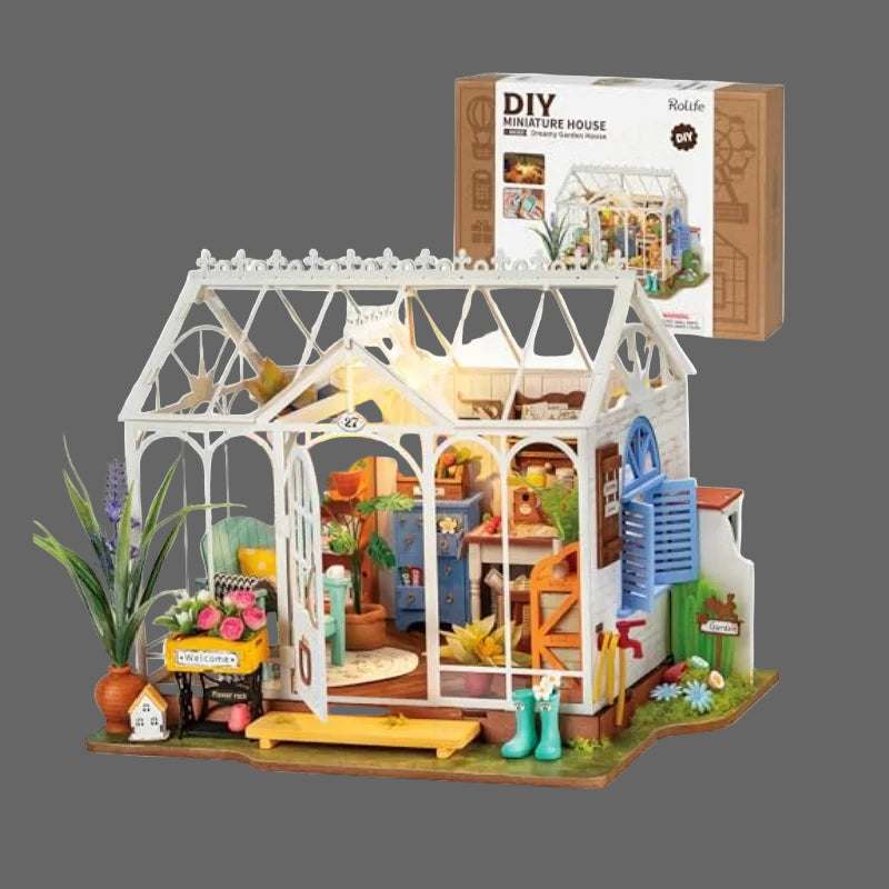 Robotime rolife Dollhouses Dreamy Garden Miniature Wooden Doll House with Furniture for Children and Adults