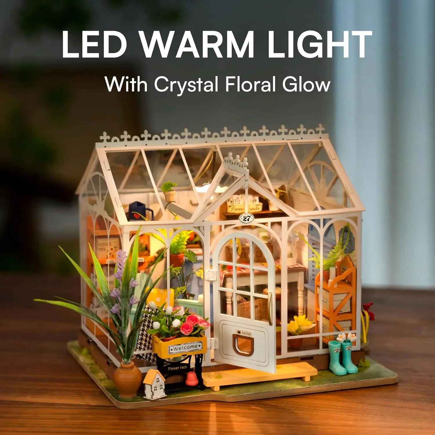 Robotime rolife Dollhouses Dreamy Garden Miniature Wooden Doll House with Furniture for Children and Adults