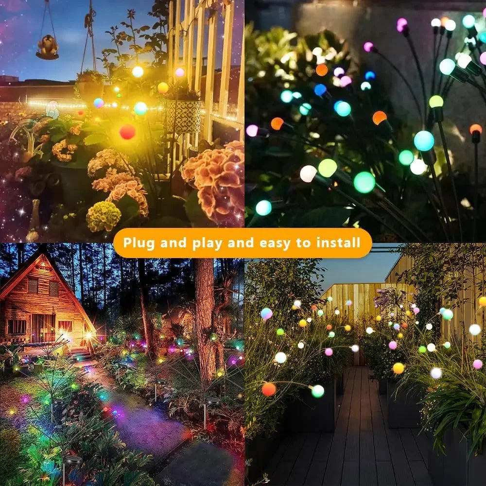 Upgrade Solar Energy Swing Firefly Lights Outdoor Waterproof Led Garden Lawn Lamp Home Courtyard New Year Christmas Decoration