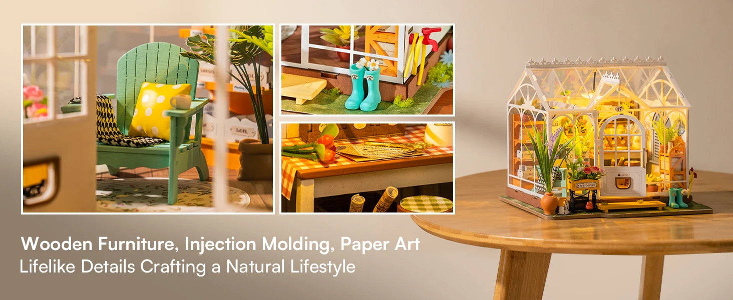 Robotime rolife Dollhouses Dreamy Garden Miniature Wooden Doll House with Furniture for Children and Adults